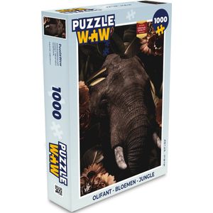 Puzzel Olifant - Bloemen - Jungle - Legpuzzel - Puzzel 1000 stukjes volwassenen