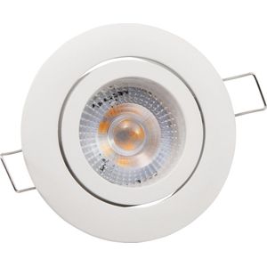 Inbouwspots LED IP20 ''Eco-50'' - Inbouwspot geschikt voor binnen - plafondlamp 3000K Ø72MM - Armatuur met met LED lamp Helder 400 lm - Wit