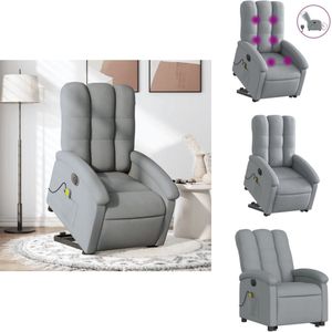 vidaXL Elektrische Sta-op-massagestoel - Elektrische Sta-op-massagestoelen - Sta-opstoel - Staopstoel - Sta-op-massagestoel elektrisch verstelbaar stof lichtgrijs