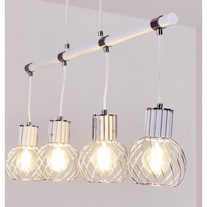 Belanian.nl -  Modern, Scandinavisch, tijdloos  hanglamp chroom, wit, 4-lichtbronnen,Scandinavisch Boho-stijl  E27 fitting  hanglamp, Eetkamer hanglamp,keuken hanglamp, woonkamer hanglamp