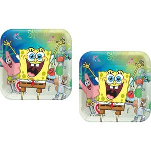 Amscan - Spongebob Squarepants - Feestbekers - Party bordjes - Bordjes - Karton - 16 Stuks - 23x23 cm - Wegwerp - Kinderfeest - Verjaardag.