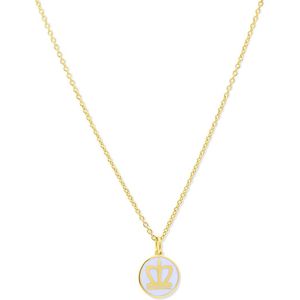 Silventi 9LA-20030 Zilveren Ketting met Hangertje - Kroontje - 10,8mm Doorsnee - 39+3+4cm - Zilver - Verguld/Goud op Zilver