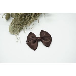 Haarstrik Satijn - Donker chocolade bruin - Haarclip - Bows and Flowers