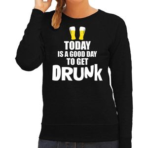 Zwarte fun sweater good day to get drunk - bier - dames -  Drank / festival trui / outfit / kleding XS