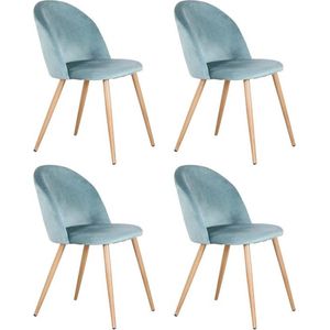 Shop Universe - EGOONM Eetkamer stoel - Set van 4 - Moderne look - Kuipstoel - Stoel - Zitplek - Complete set | Fluweel - Velvet - Groen