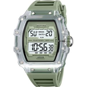Activa X Invicta DIGITAL ESSENTIALS ACW2296-001 Heren Horloge - Waterdicht - Digitaal - Quartz Uurwerk - Plastic met groene Wijzerplaat - 44mm