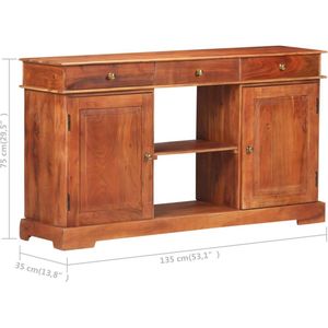 The Living Store Houten Kast - 135 x 35 x 75 cm - Massief Acaciahout met Honingbruine Afwerking