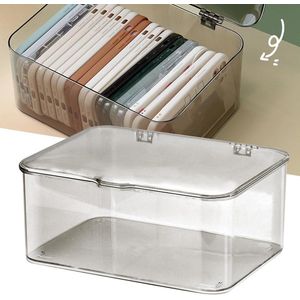 Multifunctionele telefoonhouder en opbergdoos van kunststof met deksel - lichtgrijs - slaapkamer make-up organizer .