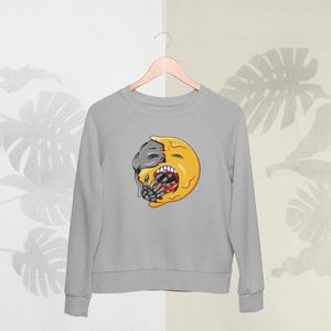 Feel Free - Halloween Sweater - Smiley: Geeuwend gezicht - Maat S - Kleur Grijs