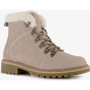 Hush Puppies gevoerde suede dames veterboots beige - Maat 39 - Echt leer