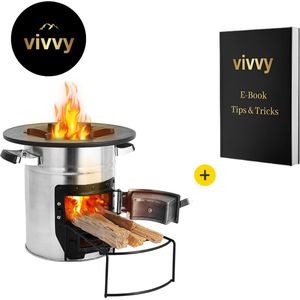 Rocket Stove - Camping Kachel 3 In 1 - Kooktoestel Op Houtvuur Makkelijk Aan Te Maken – Compact – Beste Voor Op Reis – Roestvrij Staal