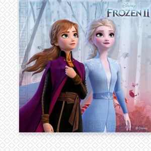 60x Disney Frozen 2 themafeest servetten 33 x 33 cm papier - Kinderfeestje papieren tafeldecoraties - Papieren wegwerpservetten 3-laags