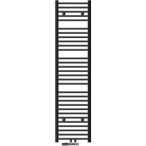 Badkamer radiator middenaansluiting 400x1800 mm antraciet gebogen met muuraansluitset LuxeBath