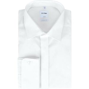 OLYMP Luxor comfort fit overhemd - smoking overhemd - wit - gladde stof met Kent kraag - Strijkvrij - Boordmaat: 47