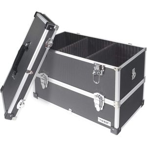 Gereedschapskoffer van aluminium met 2 etages - Leeg, zwart, 44 x 32,5 x 24 cm