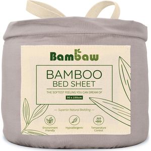 Bamboe Hoeslaken | 1-Persoons Eco Hoeslaken 90cm bij 190cm | Grijs | Luxe Bamboe Beddengoed | Hypoallergeen Hoeslaken | Puur Bamboe Viscose Rayon Hoeslaken | Ultra-ademende Stof | Bambaw