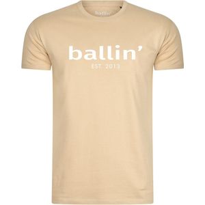 Heren Tee SS met Ballin Est. 2013 Regular Fit Shirt Print - Beige - Maat S