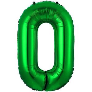 Folie Ballon Cijfer 0 Jaar Groen Verjaardag Versiering Helium Cijfer ballonnen Feest versiering Met Rietje - 86Cm