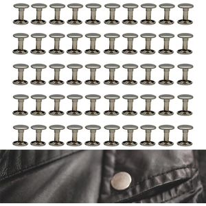 50 sets lederen klinknagels - dubbele kap - metalen klinknagels - decoratieve ronde kop - buisvormige klinknagels - leren tas - voeten - paddenstoelen - handwerk .