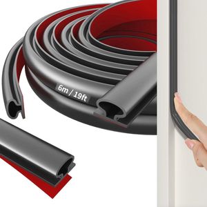 Zelfklevende Raam- en Deurafdichting - Rubber Afdichting voor Waterdichtheid en Geluidsisolatie - Zwart, 6m