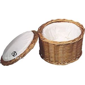Equivera Eiermand, lichtbeige eimand, eierhouder, stabiele volle wilg, voor ca. 20 eieren, houdt de inhoud door de stoffen voering lang warm, diameter Ø 25 cm, hoogte 17,5 cm