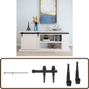 vidaXL Ophangset Minischuifdeur 200 cm Zwart Schuifdeurset - Schuifdeur Rails - Schuifdeur Ophanging - Deur Hangsysteem - Minimalistische Deur