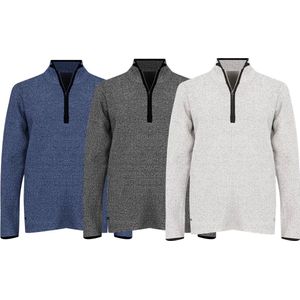 Baslow Schipperstrui met ritssluiting- Grijs - Maat L - Heren sweater