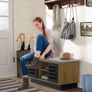 SureDeal® - Schoenenkast - Schoenenrek - Bankje - Garderobe - Bruin - 99,5x34,5x46 cm - Gang - Slaapkamer - Halmeubel
