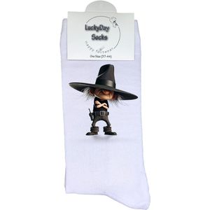 Sherriff - Opkikker - Verjaardag cadeau - Grappige sokken - Leuke sokken - Hem haar sokken - Vrolijke sokken - Valentijn Cadeau - Moederdag - Vaderdag - Politie - Grappig cadeau - Kerst sokken - Sint cadeau - Socks maken Happy - 37-44