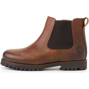 Travelin' Kids Chelsea boots Sel - Wol gevoerde Kinderschoenen met rits - Cognac Bruin Leer