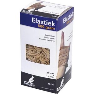 Kangaro elastiek - nr. 16 - 60 x 1,5 mm - 500 gram - naturel - K-5006-500