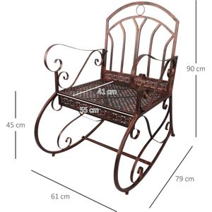 Outsunny Schommelstoel swingstoel schommelzetel tuinstoel stoel relaxstoel metaal 84B-080