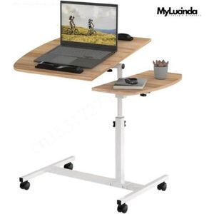 Mylucinda® - Ergonomische Laptoptafel op Wielen - Verstelbaar Bureau van 61 tot 95 cm - Stabiel & Antislip - Duurzaam Bamboe Design