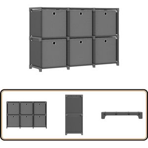 vidaXL Kast met 6 vakken en boxen - Grijs - 103x30x72,5 cm Opbergkast - Vakkenkast - Grijze Kast - Kledingkast - Woonaccessoires
