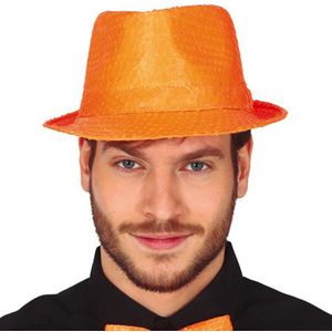 Toppers in concert - Carnaval verkleed set compleet - hoedje en zonnebril - oranje - heren/dames - glimmend - verkleedkleding