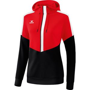 Erima Squad Sweatshirt Met Capuchon Dames Rood-Zwart-Wit Maat 44