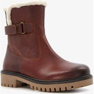 Hush Puppies gevoerde leren meisjes enkellaarsjes - Cognac - Maat 34