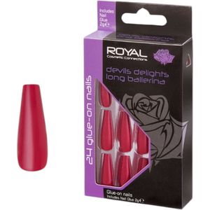 Royal Nagels Devils delights Long Ballerina 24 stuks Rood