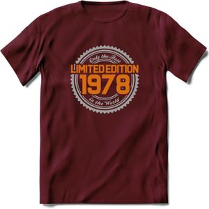1978 Limited Edition Ring T-Shirt | Zilver - Goud | Grappig Verjaardag en Feest Cadeau Shirt | Dames - Heren - Unisex | Tshirt Kleding Kado | - Burgundy - XL