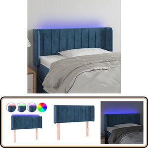 vidaXL Hoofdbord LED 93x16x78/88 cm - Fluweel Blauw Hoofdboard - Led Hoofdbord - Velvet Hoofdbord - Blauw Hoofdbord - Comfortabele Hoofdbord