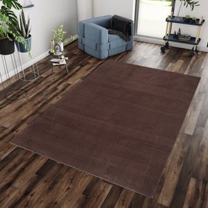 Tapijtenloods Soft Basics Wasbaar Effen Vloerkleed Bruin Hoogpolig- 120x160 CM