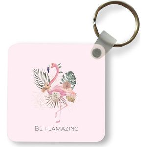 Sleutelhanger - Uitdeelcadeautjes - Flamingo - Bloemen - Bladeren - Pastel - Plastic