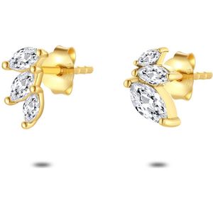 Twice As Nice Oorbellen in 18kt verguld zilver, 3 ellipsen, zirkonia