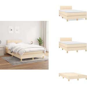 vidaXL Boxspring - Boxsprings - Bed - Slaapmeubel - Boxspring met matras stof crèmekleurig 120x200 cm