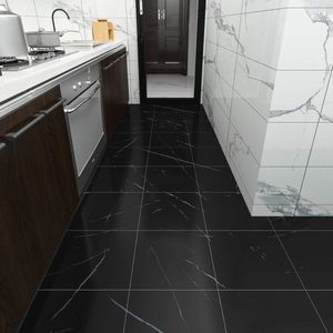 Zwarte Marmerlook Wandtegels - Zelfklevende Vinyltegels voor Modern Interieur
