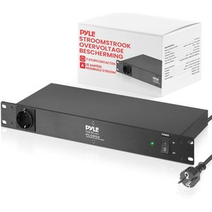 Pyle PDU Power Strip Protector, tegen Overspanning, 150 Joules, 15 Ampère, 9 Uitgangen, Elektrische Verlengsnoer, Robuust, 1U, Rackmontagebescherming, Stopcontactstrip
