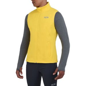 TCA Mannen Flyweight Winddicht Hardloop Fiets Gilet met Ritszakken - Geel, XXL