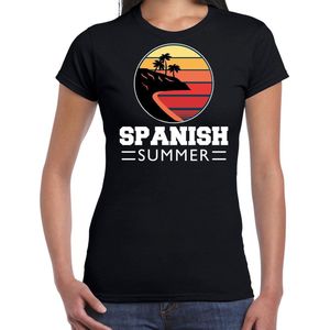 Spaans zomer t-shirt / shirt Spanish summer voor dames - zwart - beach party outfit / kleding / strand feest shirt S