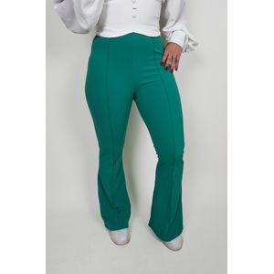 Green flared broek | Broek dames | Aangesloten fit | Wijd uitlopende broekspijpen | Hoge taille | Kleur Groen | Maat M
