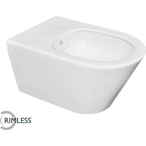 Bally Luxe Rimless Wandcloset Met RVS Sproeier (Bidet) 53cm Wit